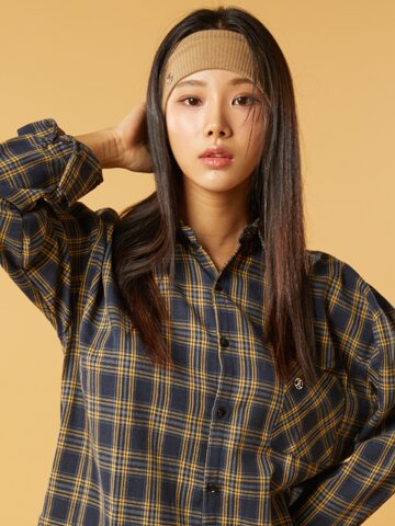 [기모] 오버핏 안나 가을 겨울 체크 셔츠 [NAVY] KCL.