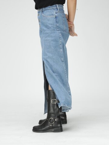 버클 디테일 바이커 미디 부츠 (4cm)