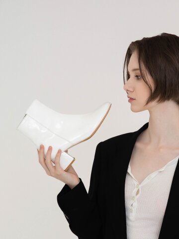 화이트 유광 크랙 베이직 앵클(5cm)