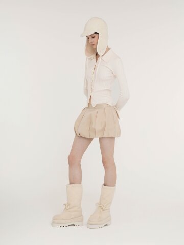 아이보리 시어링 양털 미들 부츠(6.5cm)