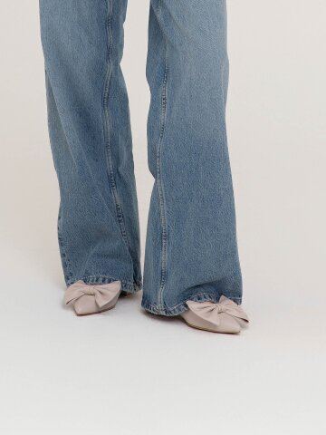 포인트 리본  플랫 슈즈(3cm)_베이지