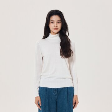 캐시미어 블렌드 터틀넥 니트 풀오버 (UFJKTN349S-IVORY)