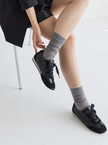 suede combi sneakers black