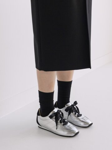 suede combi sneakers silver