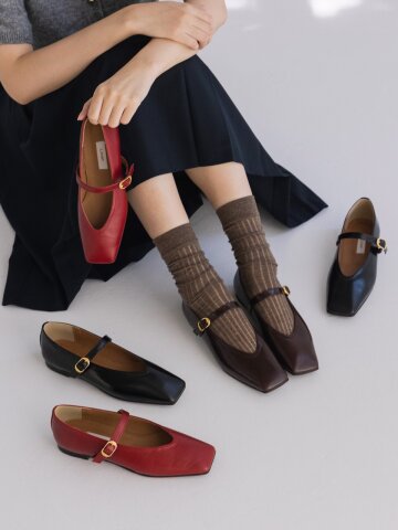 bruni maryjane flat  brown