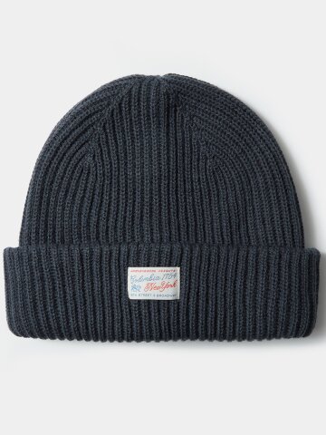 SL-LABEL RELAX FIT KNIT BEANIE 크라운네이비