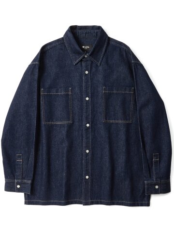 Washed work denim shirt Indigo