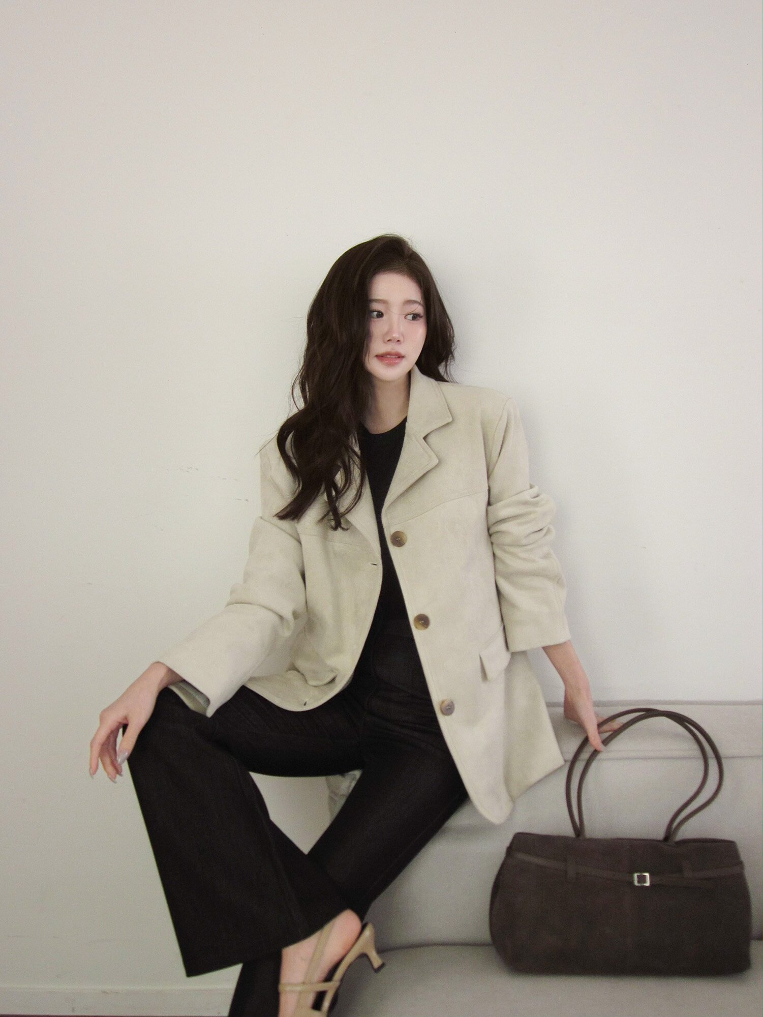 [스타벅스 기프티콘 증정] 스웨이드 싱글 버튼 하프 자켓 (6colors)