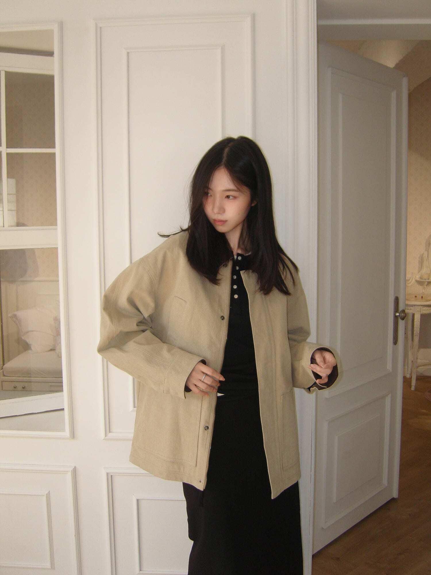 Corduroy Cotton Field Jacket  - Beige