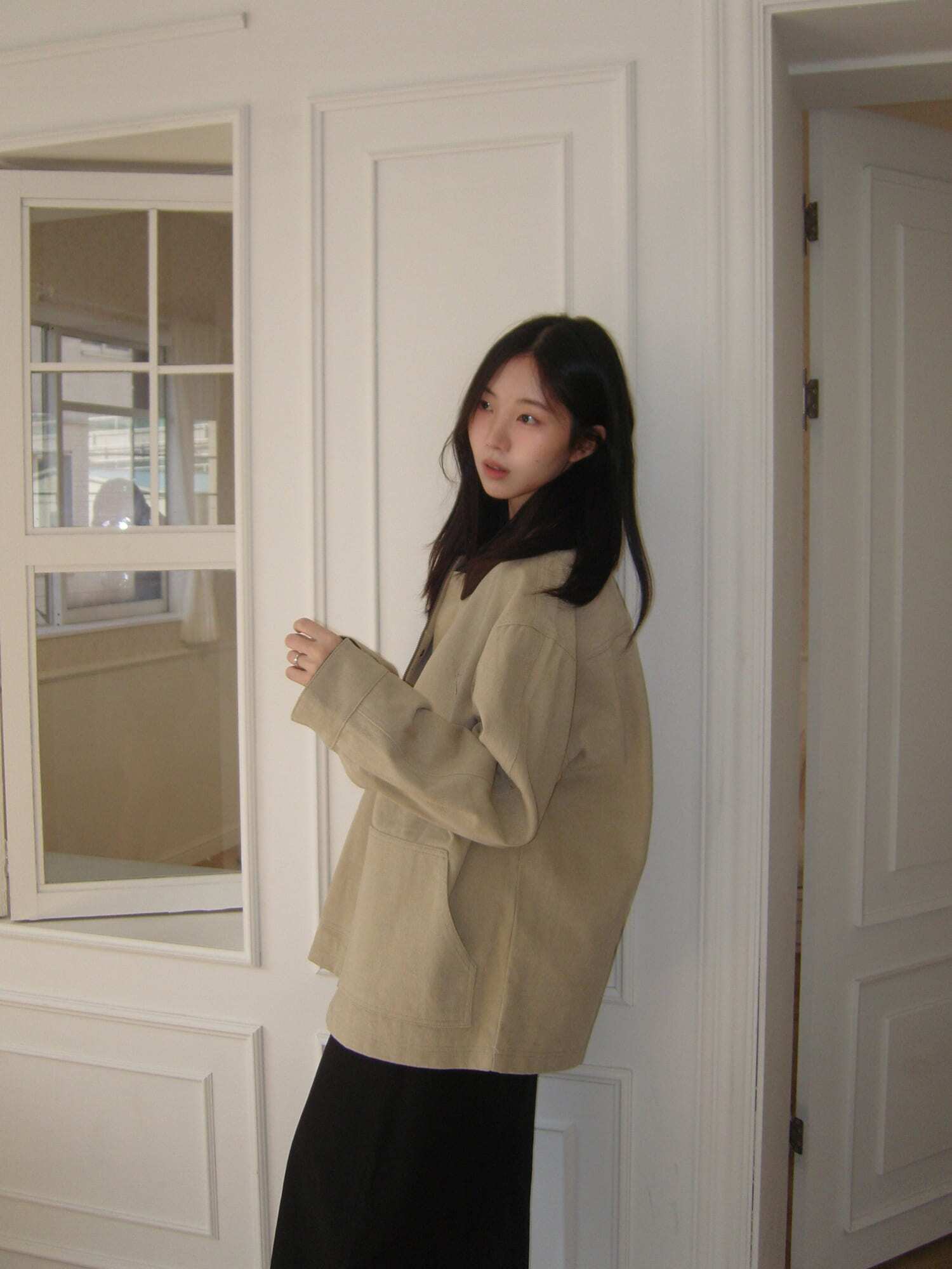 Corduroy Cotton Field Jacket  - Beige