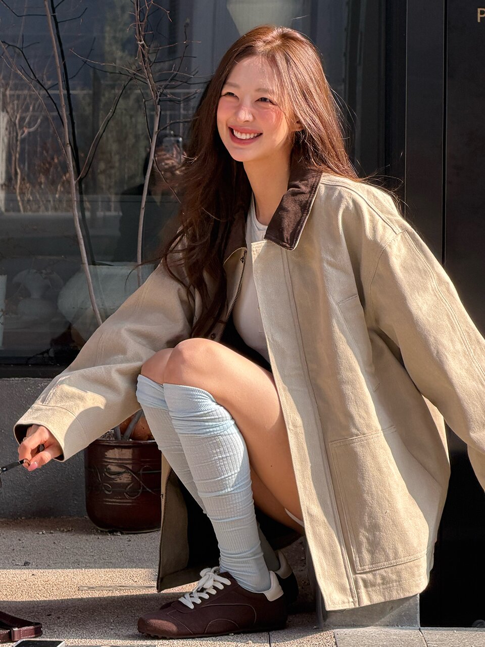 Corduroy Cotton Field Jacket  - Beige