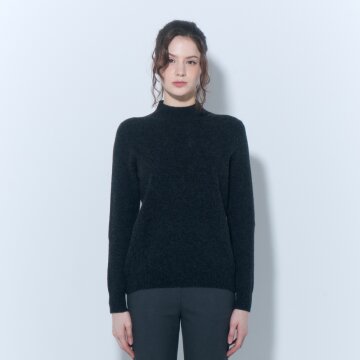 캐시미어 블렌드 모크넥 루즈핏 니트 풀오버 (UFJKMN432N-CHARCOAL)