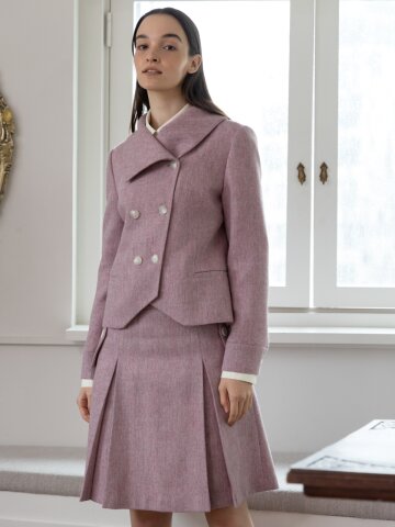 핑크 맞주름 스커트