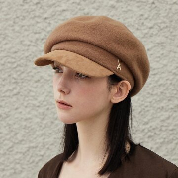 VA 스터드 울 콤보 뉴스보이 캡 카멜