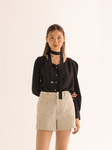 편안한 트위드 팬츠 - 스트라이프