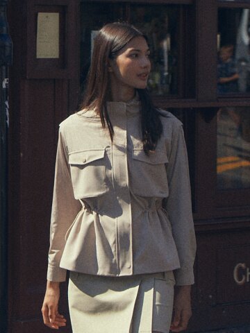 하이넥 사파리 캐쥬얼 점퍼 (베이지)