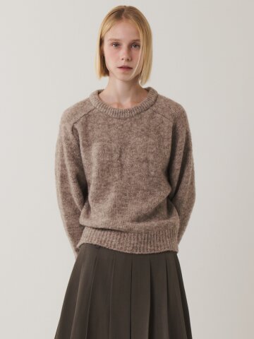 Saddle Sleeve Vintage Sweater Beige