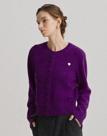 Love Cashmere Wool Knit Cardigan_Purple_S M
