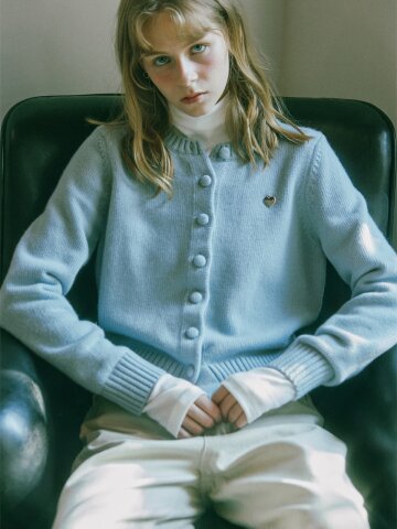 Love Cashmere Wool Knit Cardigan_Sky_S M