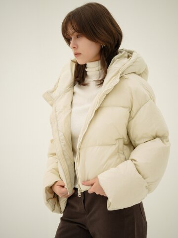 Cropped Puffer Down Jumper _Ivory