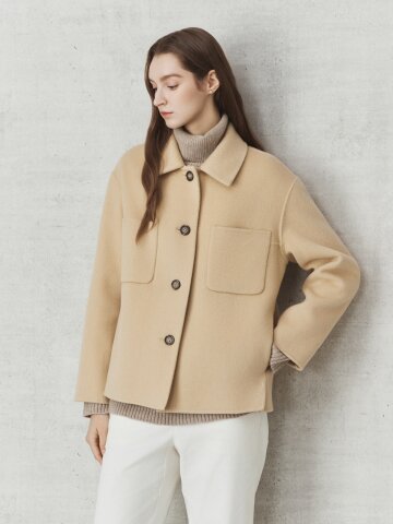 캐시미어 아웃 포켓 셔츠 코트 