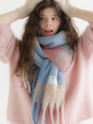 FAIRY COTTON CHECK MUFFLER [COTTON CANDY] - FAIRY 코튼 체크 머플러 (M003CC)