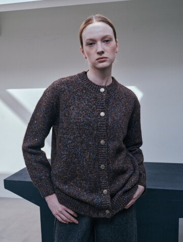 BA_Glossy brown button wool cardigan