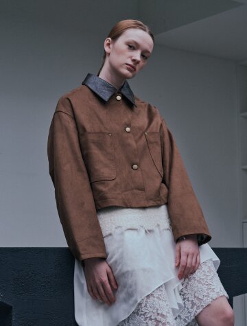 BA_Lapel color-blocked short coat_2color