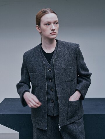 BA_Double pocket wool blazer_GRAY BROWN