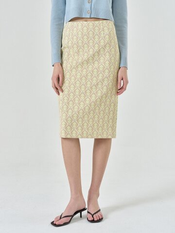 Breco Jacquard Midi Skirt (Beige)