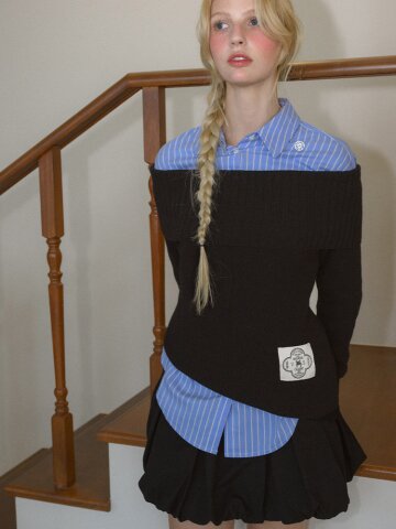 [LINE] 언발란스 메리노울 오프숄더 니트 (2c)