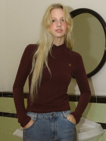 [LINE] 앙고라 다이애그널 터틀넥 티셔츠 (3c)