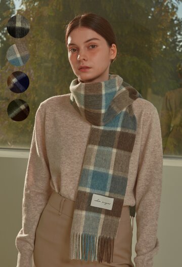 [기프트박스]_패턴 버진울 머플러_브라운