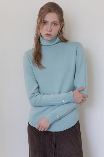 Wool blended turtleneck knitwear - Mint