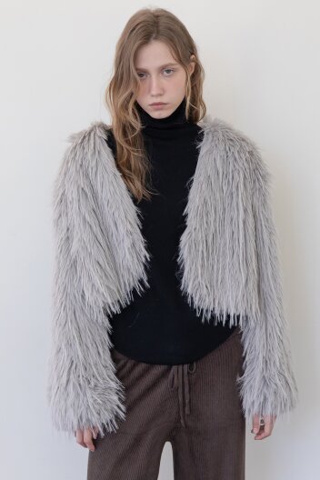 Fur crop jacket - Gray