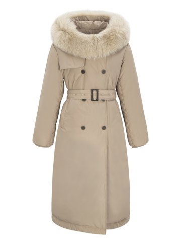 칼레이트 더블 브레스티드 후드 다운 - 베이지 외 (2 컬러)