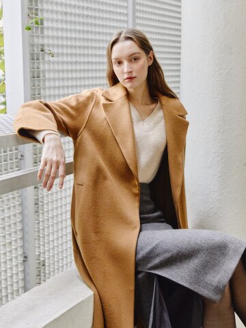 캐시미어 더블 히든 버튼 코트 