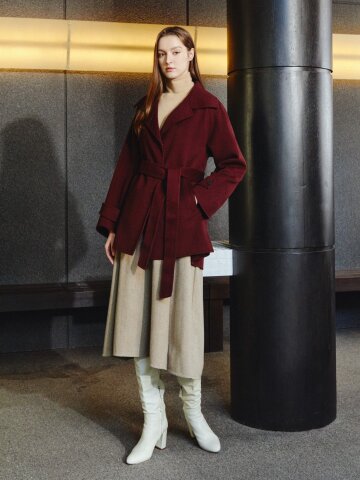 캐시미어 와이드 칼라 하프 코트 