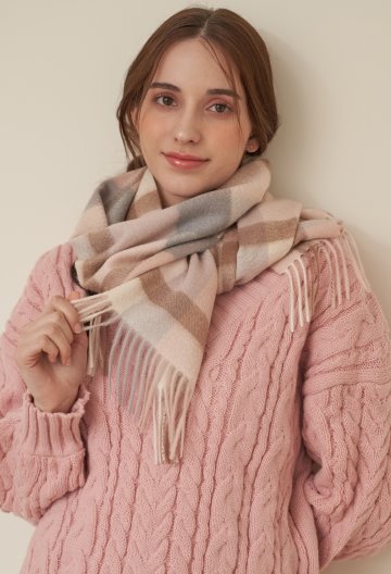 칼린 크루즈 캐시미어 체크 롱 머플러 S744MC004