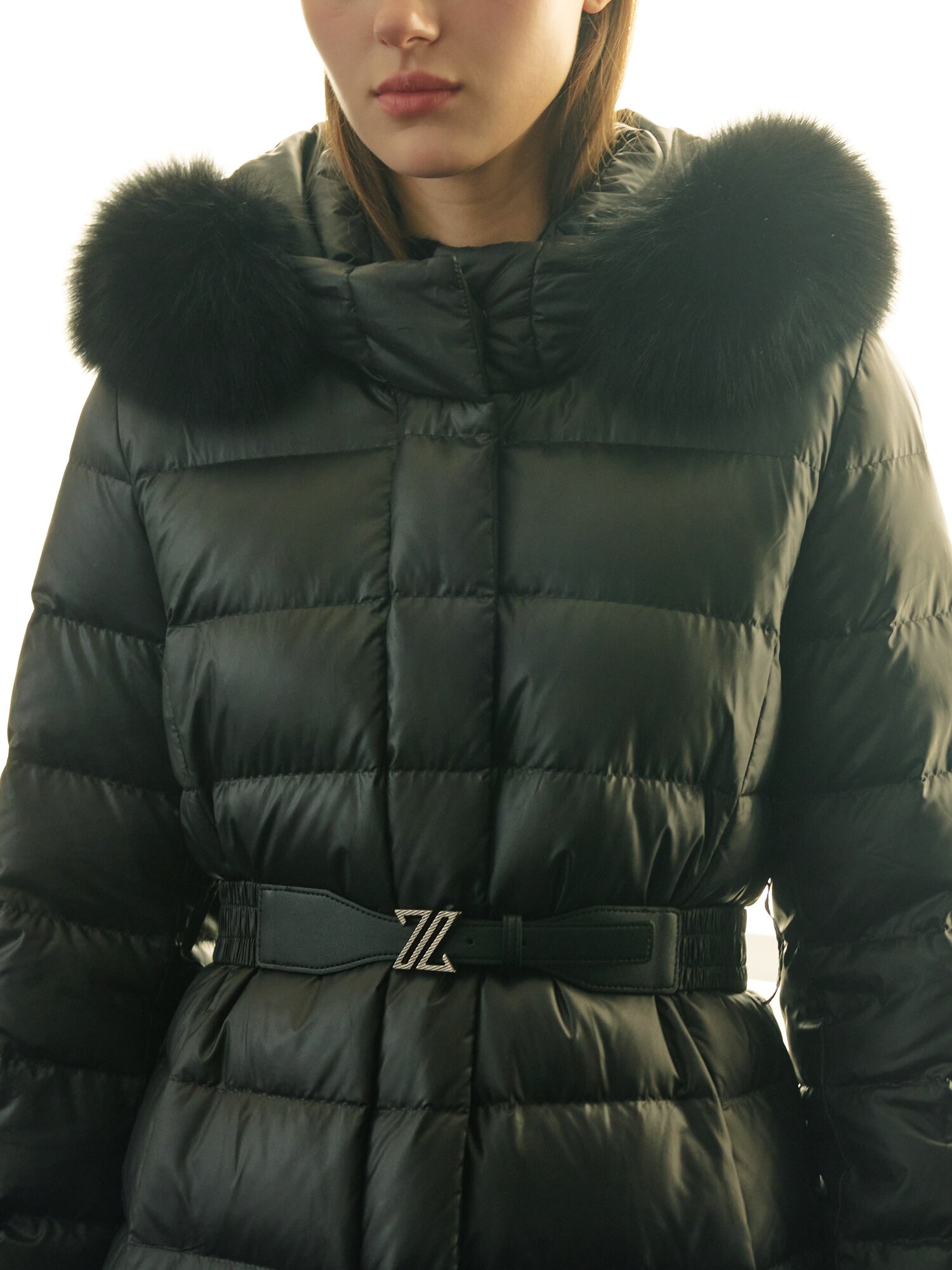 폭스퍼 글로시 퀼팅 덕다운 점퍼 (BLACK)