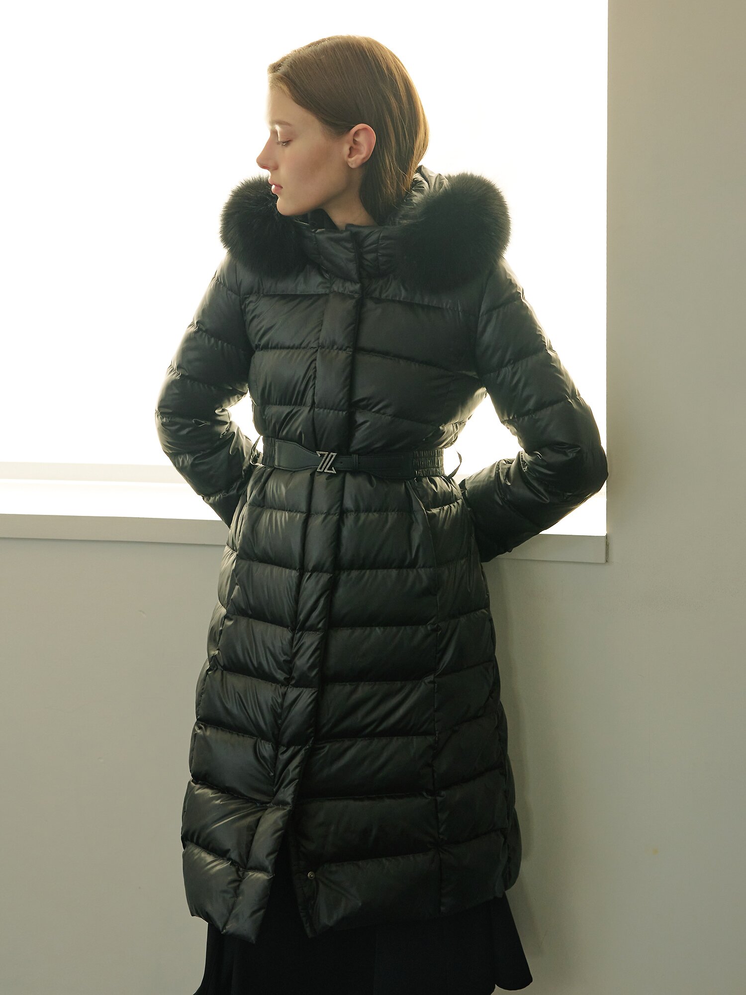 폭스퍼 글로시 퀼팅 덕다운 점퍼 (BLACK)