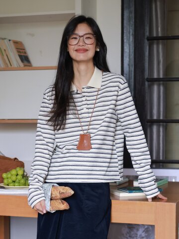 LS_Casual striped collar top