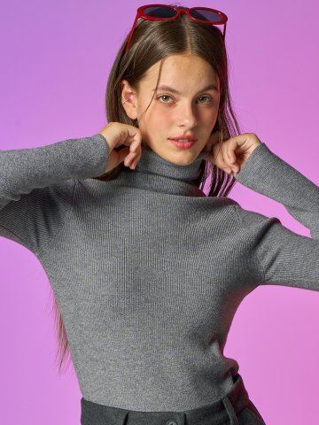 겨울 웜 히트양면 니트 목티 [그레이] 니트골지 KCL ver.