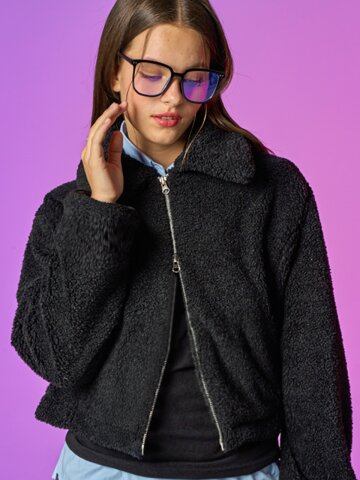 [양털 ver.] 카라 투웨이 집업 무스탕 자켓 [BLACK] 안감 후리스