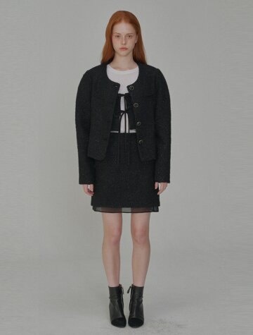 Set_Twinkle Tweed Jacket+Tweed Mini Skirt_Black