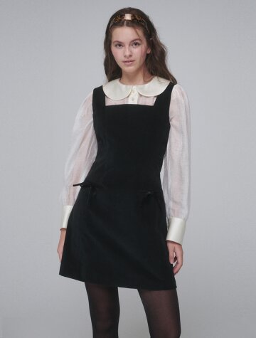 Velvet sleeveless mini dress_Black
