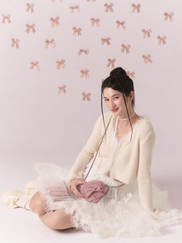 투포식스 Heart chain ribbon cross bag PK