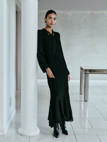IT_Elegant lace ribbon dress_BLACK