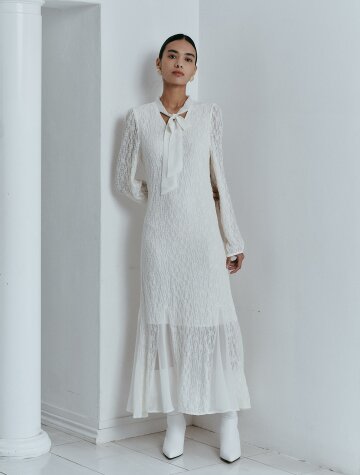 IT_Elegant lace ribbon dress_IVORY