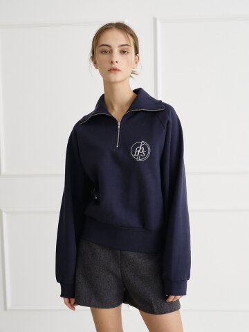 하프 집업 래글런 맨투맨 네이비 [T44]